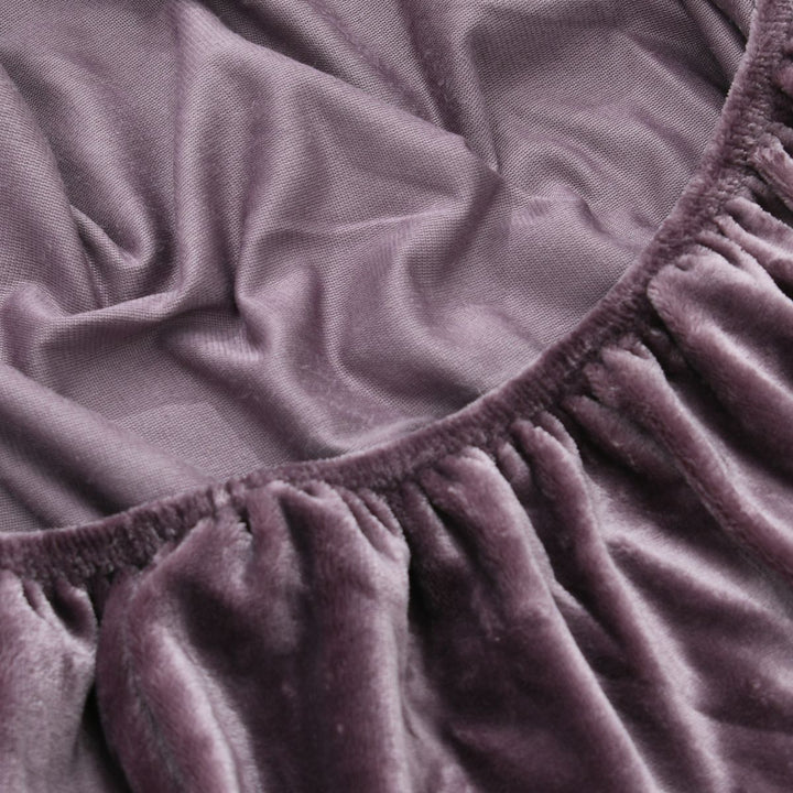 Fitted Velvet Sheet Size 160 x 200 Dark Purple Morano Textiles