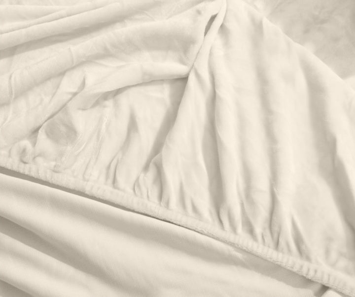 Fitted Velvet Sheet Size 100 x 200 Off White Morano Textiles