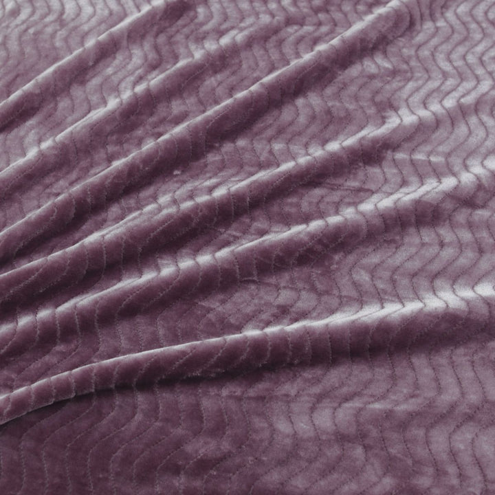 Velvet Jacquard Blanket  220 x 240 / Dark Purple / Wavy Morano Textiles