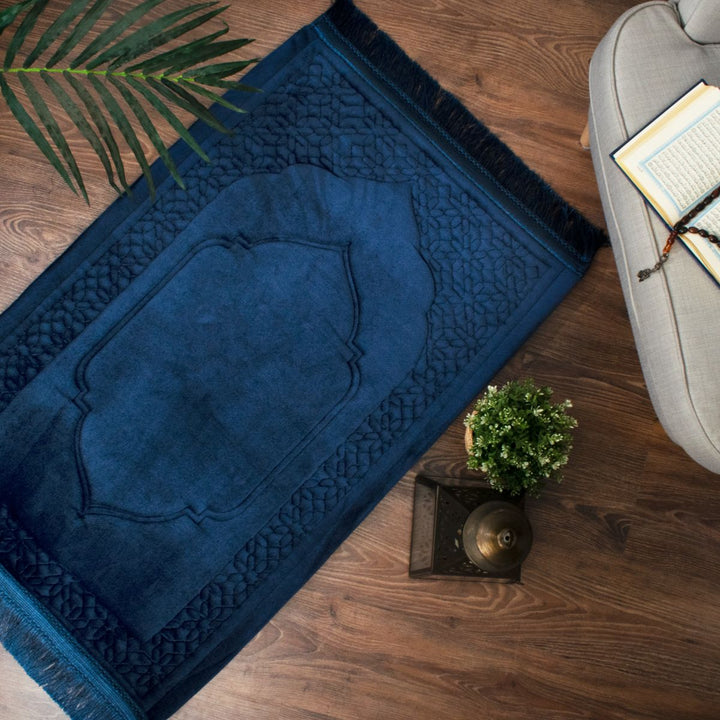 Padded Prayer Rug - Qiblah Dark Blue Morano Textiles