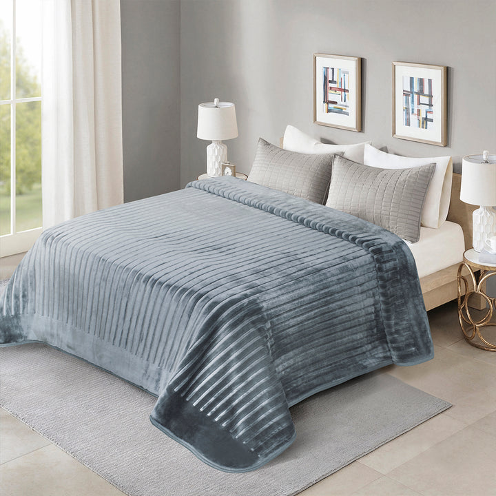 Stripes  - Engraved Blanket Cool Grey Morano Textiles