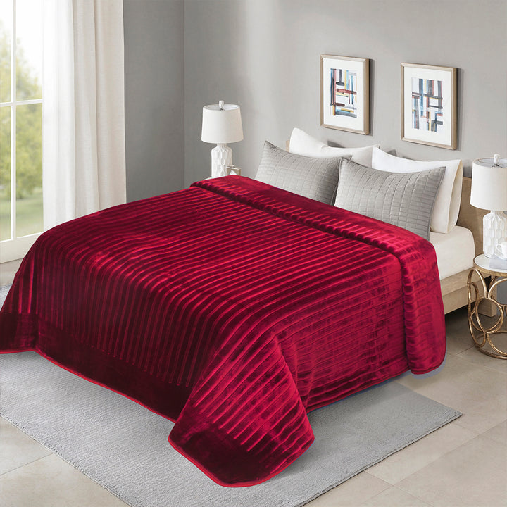 Stripes  - Engraved Blanket  Maroon Morano Textiles