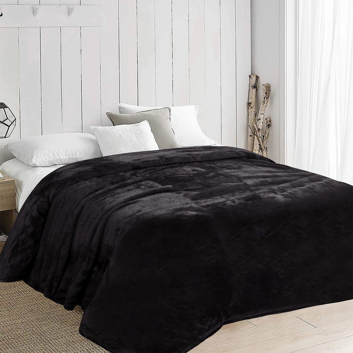 Velvet Blanket Black 220 x 240 Morano Textiles